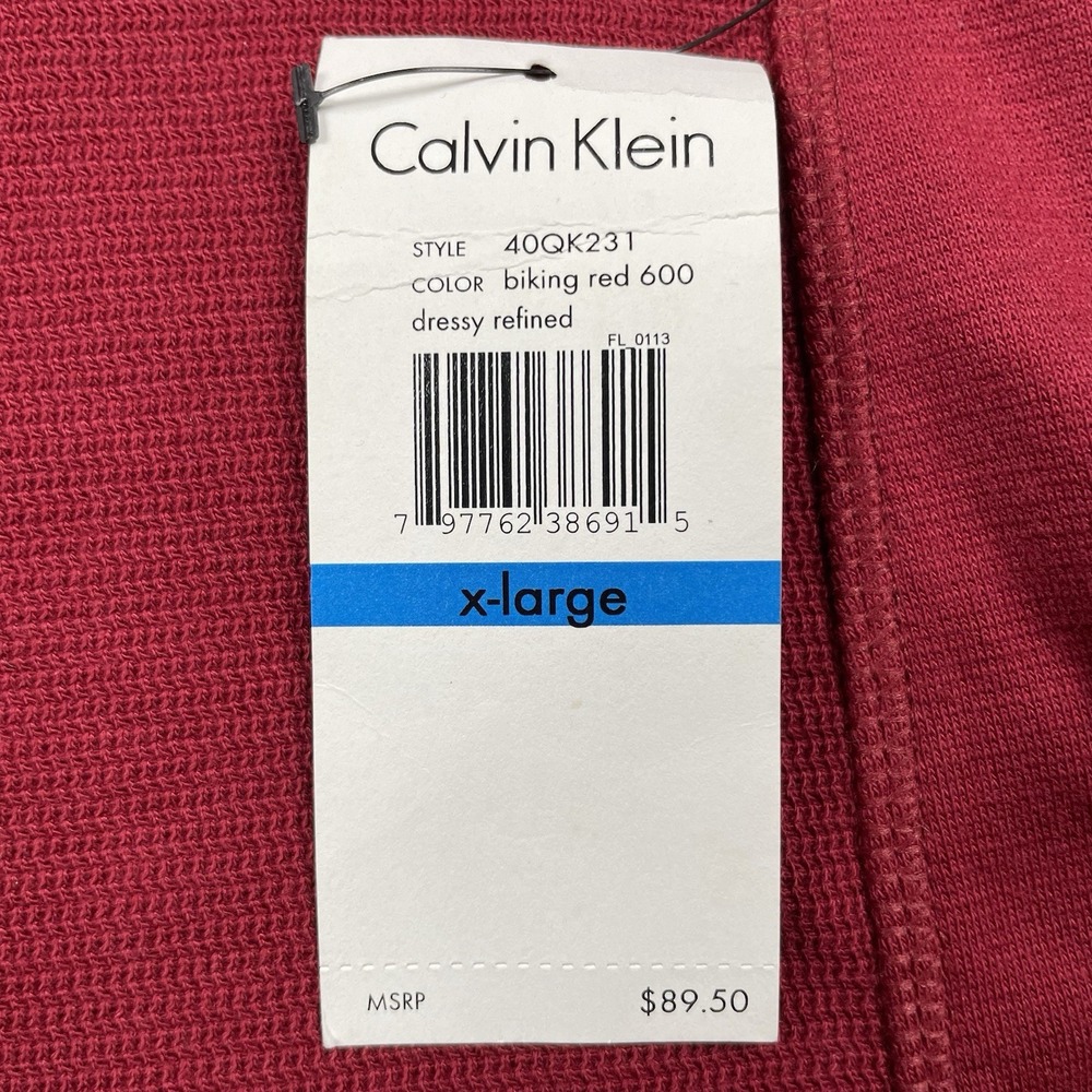 New Calvin Klein Sweater Mens XL Red Shawl Collar Preppy Winter Stretch Dressy - Picture 3 of 7